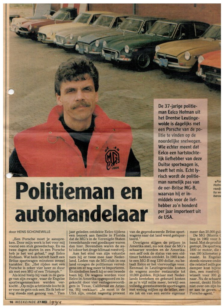Politieman en autohandelaar - Telegraaf weekend bijlage 1994-05-27