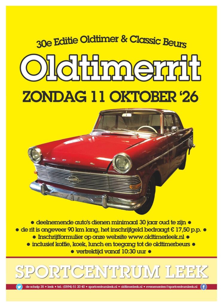Oldtimerrit Leek 11 oktober 2026